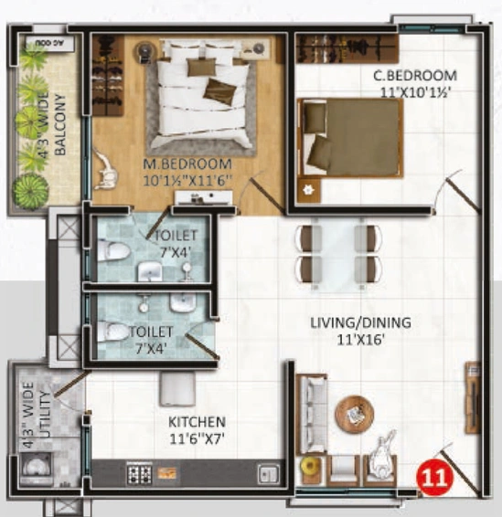 2 BHK Flat in Vasavi Urban in Bachupally, Hyderabad - Image 742297