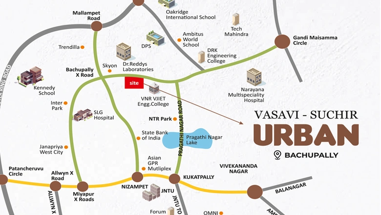 Location of Vasavi Urban in Bachupally, Hyderabad - Image 112978