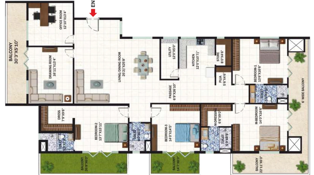 4 BHK Flat in Vasavi Usharam Integra in Tolichowki, Hyderabad - Image 742408