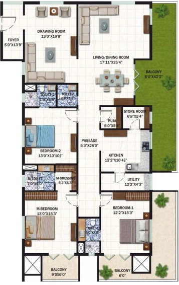 3 BHK Flat in Vasavi Usharam Integra in Tolichowki, Hyderabad - Image 742405