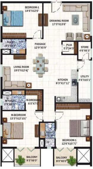 3 BHK Flat in Vasavi Usharam Integra in Tolichowki, Hyderabad - Image 742404