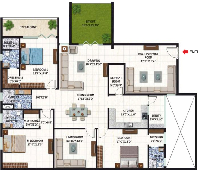 3 BHK Flat in Vasavi Usharam Integra in Tolichowki, Hyderabad - Image 742406