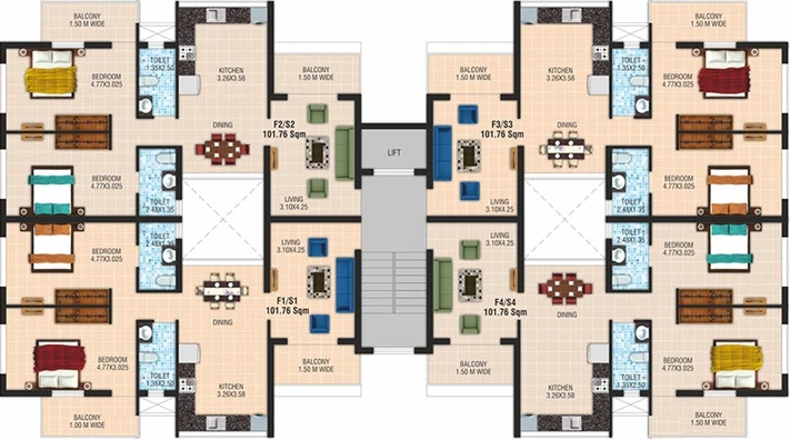 Floor Plan of P Four Square Greens in Siolim, Goa - Image 149713