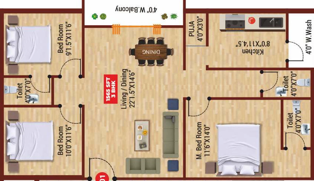 2 BHK Flat in Himalaya Seven Hills in Tellapur, Hyderabad - Image 743922