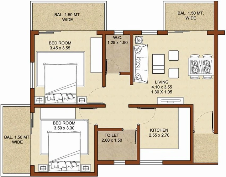 2 BHK Flat in Everton Greva Plaza in Vasco Da Gama, Goa - Image 810176