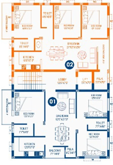 Floor Plan of Vedic Sarthak Residency in Gothapatna, Bhubaneswar - Image 150682