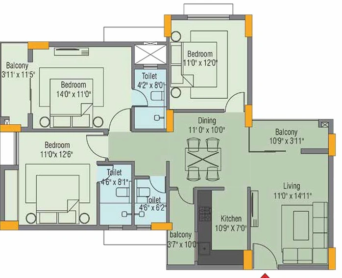3 BHK Flat in Aryan Aryavarta in Phulnakhara, Bhubaneswar - Image 810417