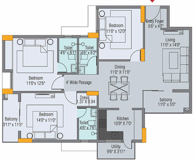 3 BHK Flat in Aryan Aryavarta in Phulnakhara, Bhubaneswar - Image 810418