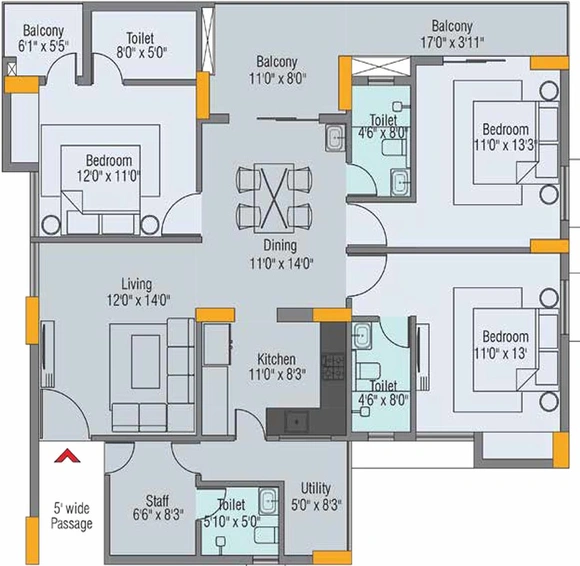 3 BHK Flat in Aryan Aryavarta in Phulnakhara, Bhubaneswar - Image 810419