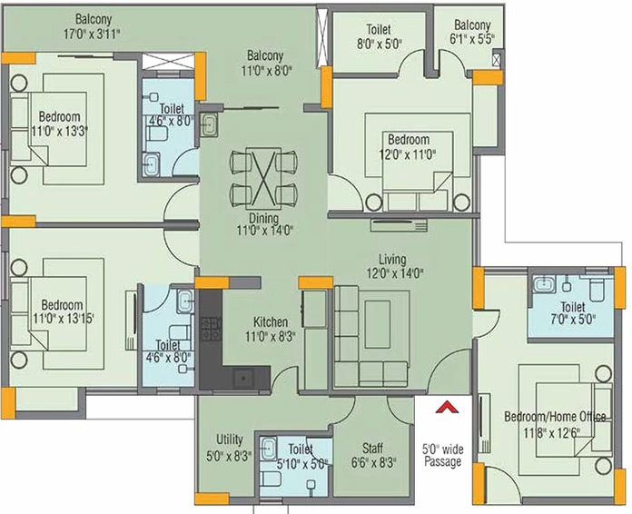 4 BHK Flat in Aryan Aryavarta in Phulnakhara, Bhubaneswar - Image 810420