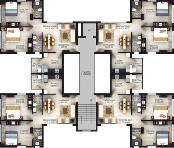 Floor Plan of Priority Eros in Aradi Socorro, Goa - Image 151156