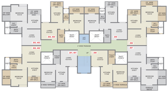 Floor Plan of Vision Pearl Residency in Hadapsar, Pune - Image 113102