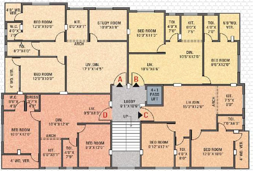 Floor Plan of Kochar The Park in Madhyamgram, Kolkata - Image 151530