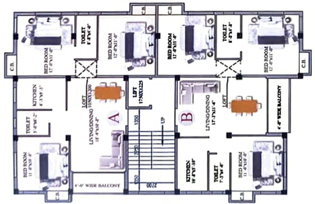 Floor Plan of Oiendrila Moni Gold in Purbalok, Kolkata - Image 151710