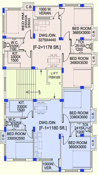 Floor Plan of Oiendrila Moni Sunrise Phase 2 in Nayabad, Kolkata - Image 151767