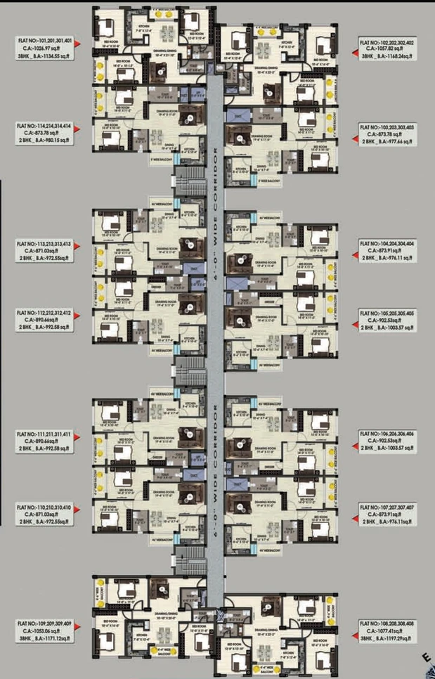 Floor Plan of Evos City Homes in Ghatikia, Bhubaneswar - Image 152155