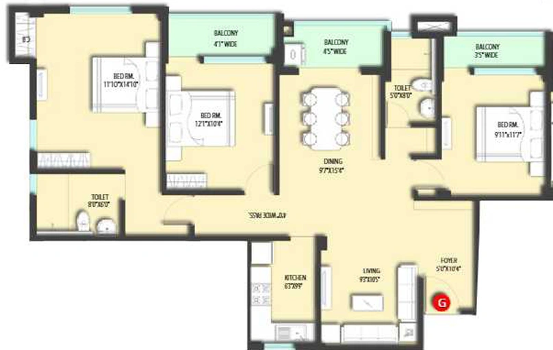 3 BHK Flat in Banyan Earthwork Sky Breeze in Teghoria, Kolkata - Image 810914
