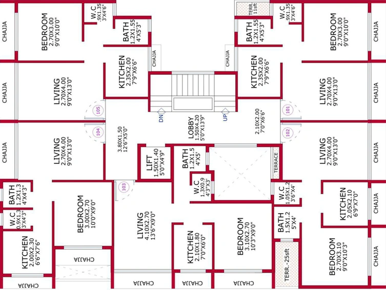 Floor Plan of Rajvansh Vaishnavi Residency in Pushpak Nagar, Navi Mumbai - Image 152289