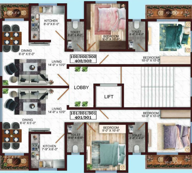 Floor Plan of KB Krish Mansion in Vevoor, Palghar - Image 152430