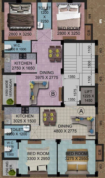 Floor Plan of Ashirbad Aayushman Apartment in Nayabad, Kolkata - Image 152445
