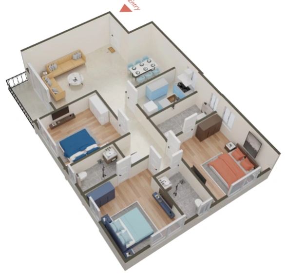 3 BHK Flat in Master Orchard Estate in Madhyamgram, Kolkata - Image 810976