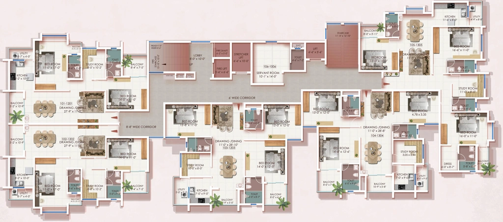 Floor Plan of Fortune OM Shivalik in Patia, Bhubaneswar - Image 152757