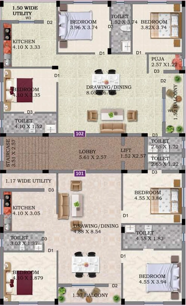 Floor Plan of GK Silver Stone in Kalinga Nagar, Bhubaneswar - Image 152808