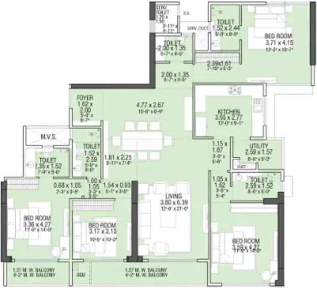 4 BHK Flat in Adani Linkbay Residences in Andheri West, Mumbai - Image 811093