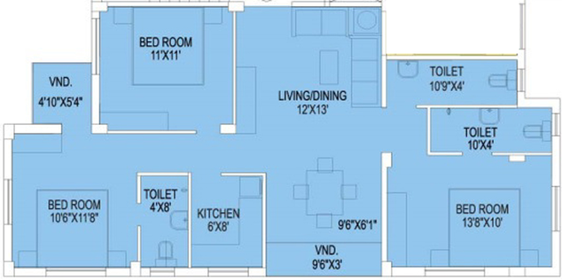 3 BHK Flat in Eden Exotica in Panchasayar, Kolkata - Image 811148