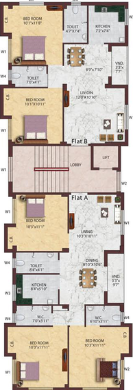 Floor Plan of Eden Saffron in Nayabad, Kolkata - Image 153105