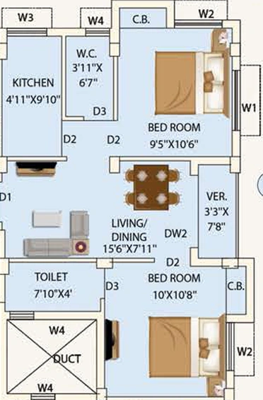 2 BHK Flat in Eden Tolly Court in Kabardanga, Kolkata - Image 811202