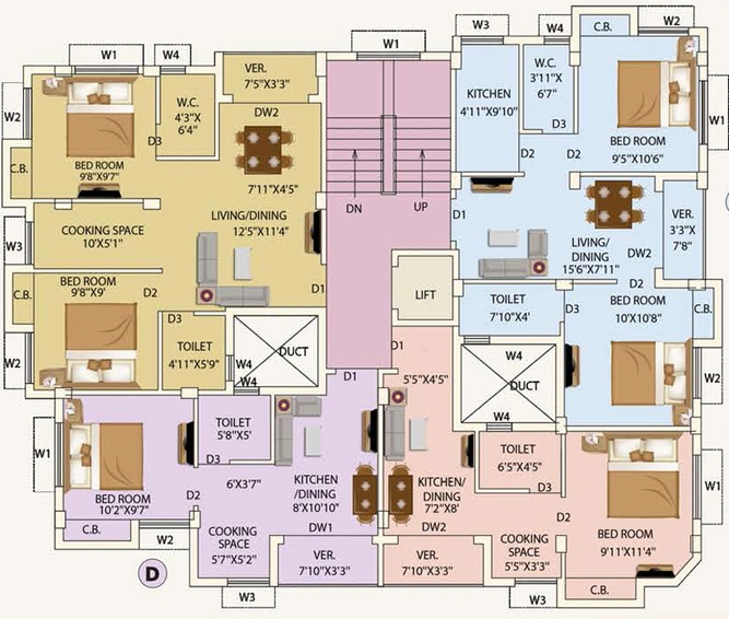 Floor Plan of Eden Tolly Court in Kabardanga, Kolkata - Image 153157