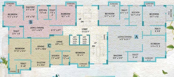Floor Plan of Prudent Habitat in EM Bypass, Kolkata - Image 153466