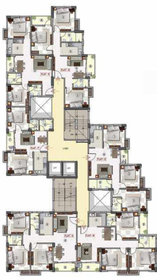 Floor Plan of Ganguly 4 Sight Vivante in EM Bypass, Kolkata - Image 153618