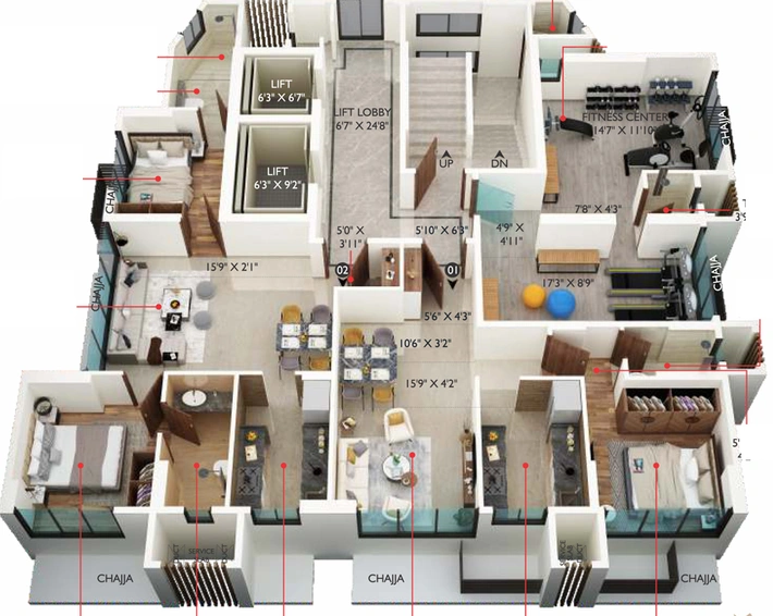 Floor Plan of Lloyds 1515 Moneco in Prabhadevi, Mumbai - Image 113781