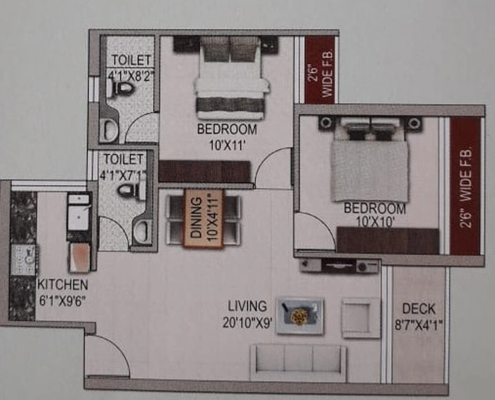 2 BHK Flat in Kosmic North Grande in Durganagar, Kolkata - Image 811491