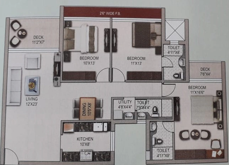 3 BHK Flat in Kosmic North Grande in Durganagar, Kolkata - Image 811496
