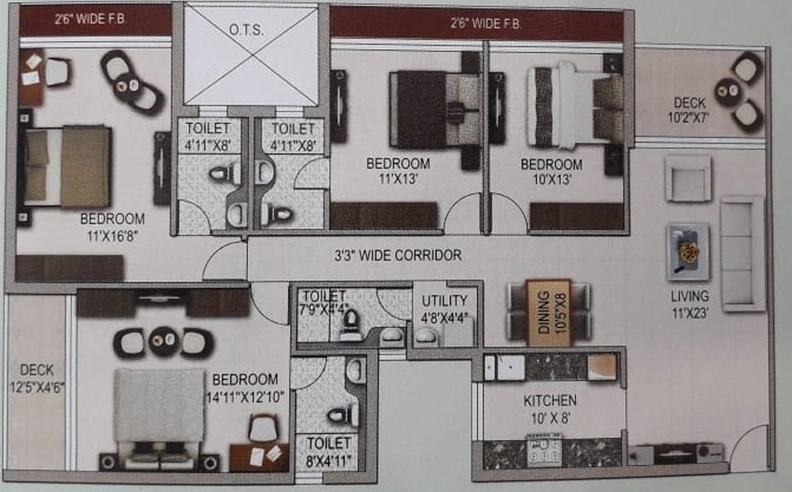 4 BHK Flat in Kosmic North Grande in Durganagar, Kolkata - Image 811497