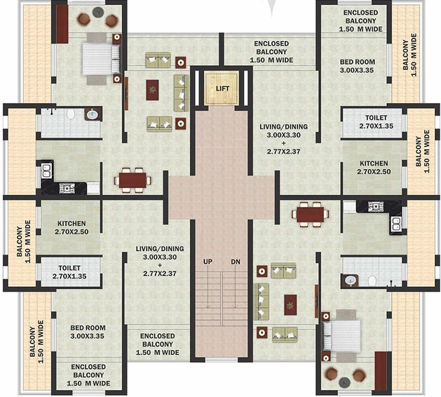 Floor Plan of Sudin Naik Mapleleaf Residency in Calangute, Goa - Image 154076