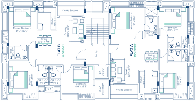 Floor Plan of Isha Villa in New Alipore, Kolkata - Image 154407