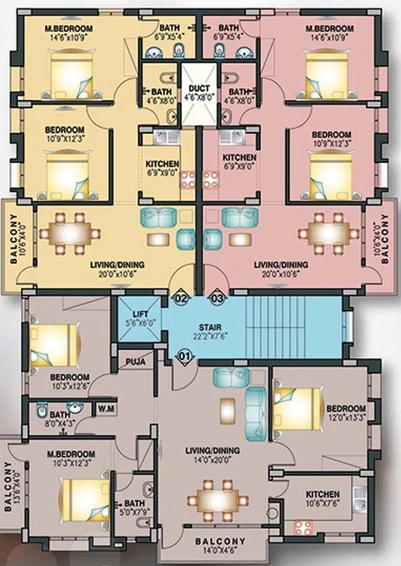 Floor Plan of Krupaluji Urmilla Apartment in Patrapada, Bhubaneswar - Image 154658