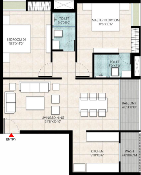 2 BHK Flat in Shree Shubh Mangalam in Khajrana, Indore - Image 811759