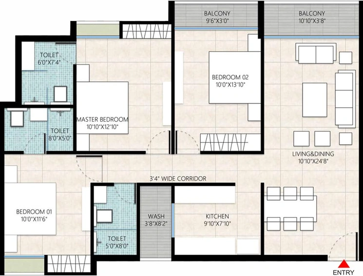 3 BHK Flat in Shree Shubh Mangalam in Khajrana, Indore - Image 811760
