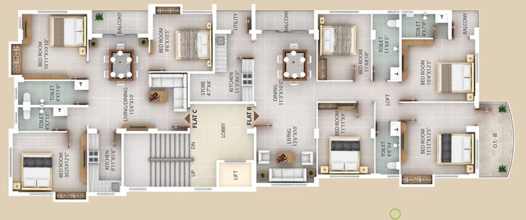 Floor Plan of Neelkanth Chitrakut Mansion in Manicktala, Kolkata - Image 155101