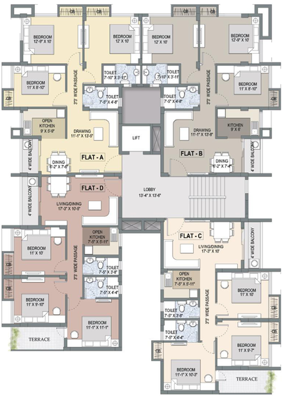 Floor Plan of Purti Planet in Behala, Kolkata - Image 155333