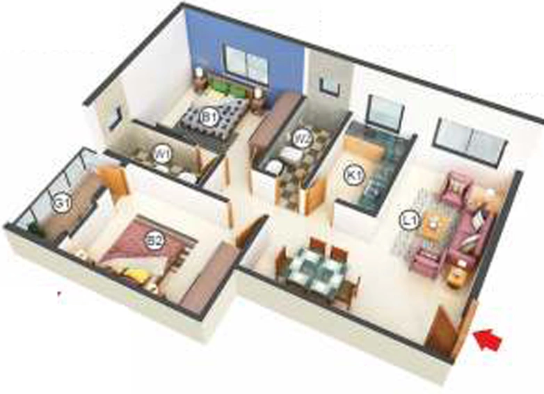 2 BHK Flat in PD Kasturi Heights in Madhyamgram, Kolkata - Image 811897