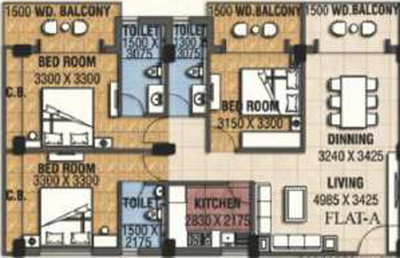 3 BHK Flat in Radhashree 30 in Phool Bagan, Kolkata - Image 811911