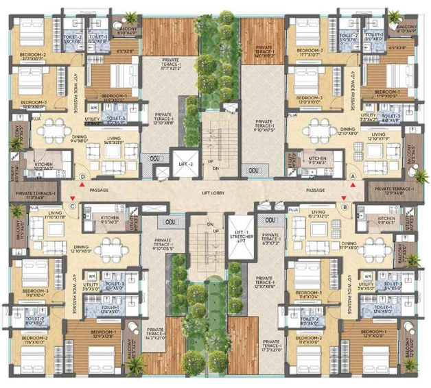 Floor Plan of Realmark Amora in Tollygunge, Kolkata - Image 155762