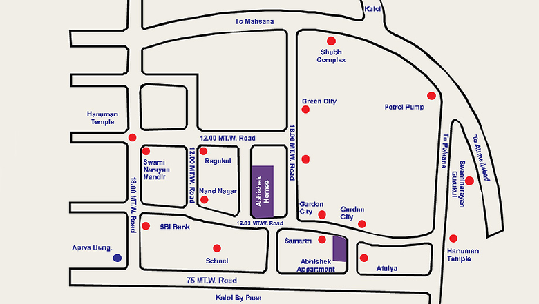 Location of Abhishek Homes in Kalol, Gandhinagar - Image 157532