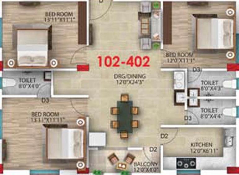 3 BHK Flat in Om Anand in Patia, Bhubaneswar - Image 812158